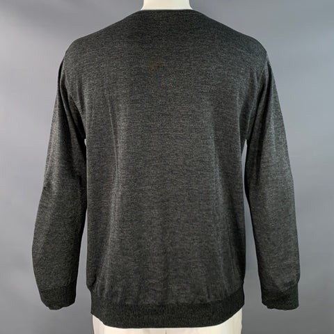 ERMENEGILDO ZEGNA Size L Grey Black Cotton Crew Neck Pullover