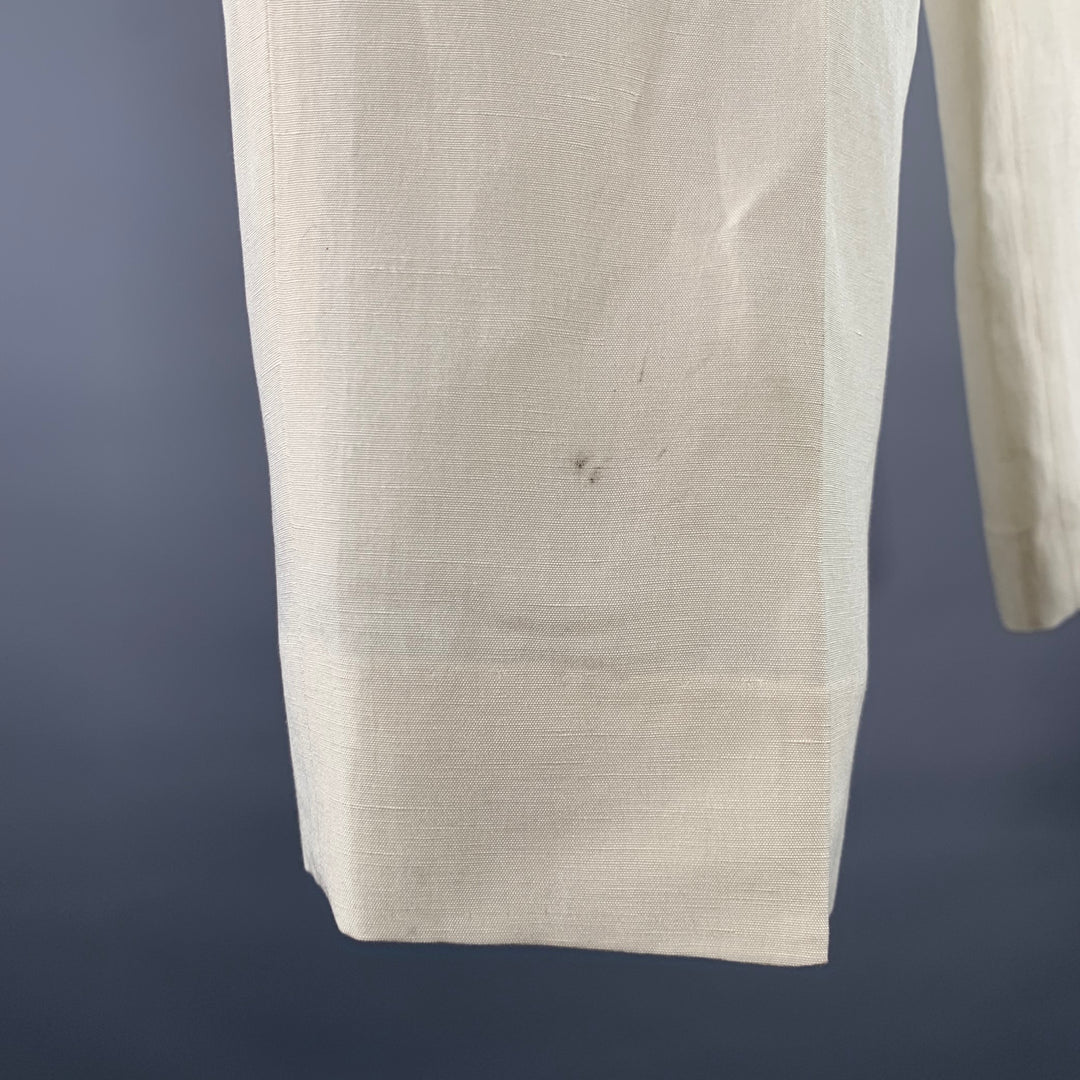 ARMANI COLLEZIONI Size 38 Cream Linen Silk Relaxed Fit Casual Pants