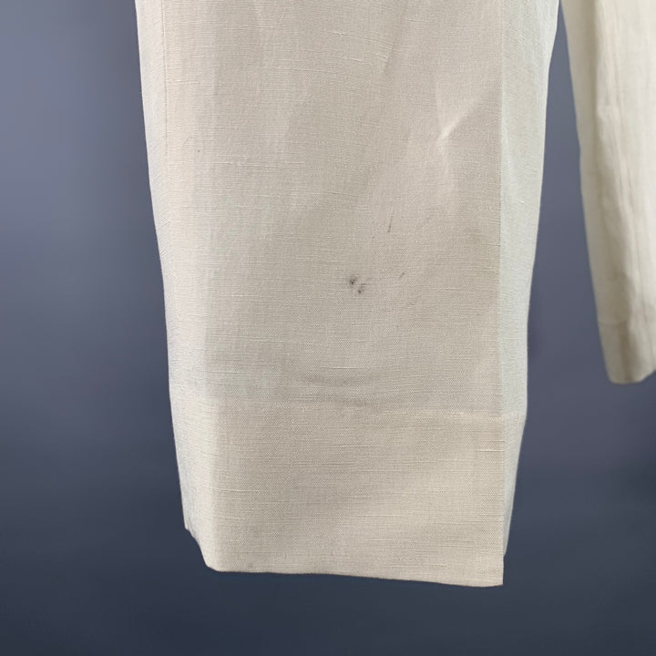 ARMANI COLLEZIONI Size 38 Cream Linen Silk Relaxed Fit Casual Pants