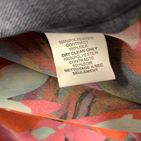 TRINA TURK Size XL Red Multi Color Silk Polyester Abstract floral Blouse