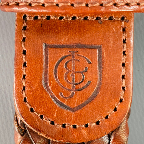 CROCKETT & JONES Size 34 Brown Brass Braided Leather Belt