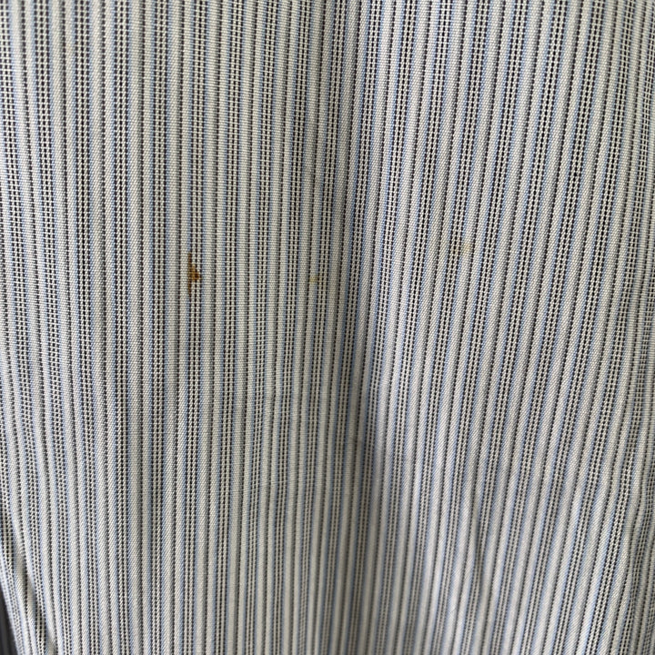 ERMENEGILDO ZEGNA Size XL Grey White Stripe Cotton Long Sleeve Shirt