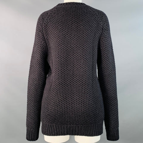 SERIENUMERICA Size 8 Black Baby Alpaca Knit Crew Neck Sweater