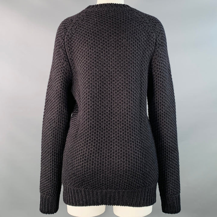 SERIENUMERICA Size 8 Black Baby Alpaca Knit Crew Neck Sweater