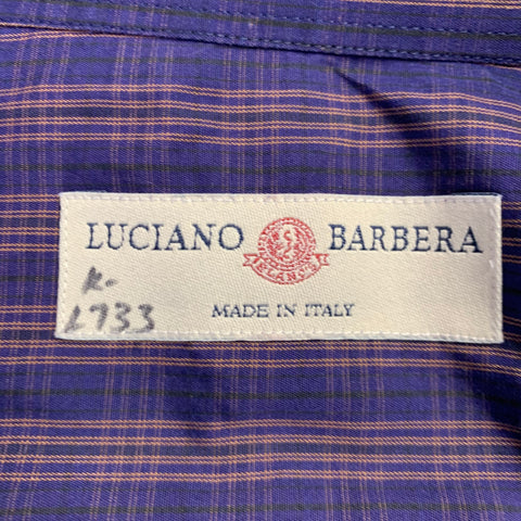 LUCIANO BARBERA Size M Purple Orange Plaid Cotton One Pocket Long Sleeve Shirt