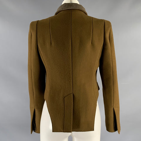 CARVEN Size 4 Brown Wool Blend Asymmetrical Jacket