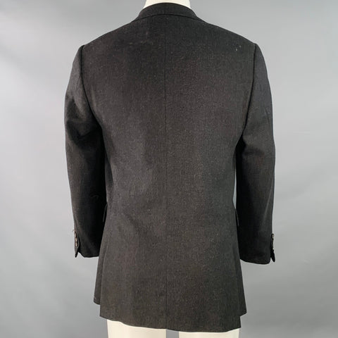 RALPH LAUREN Size 38 Regular Grey Black Woven Wool Notch Lapel Sport Coat