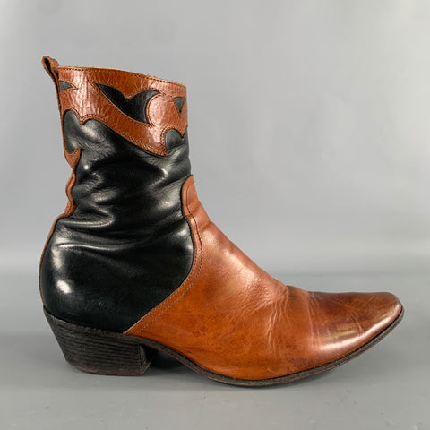 HAIDER ACKERMANN Size 9 Brown Black Leather Boots