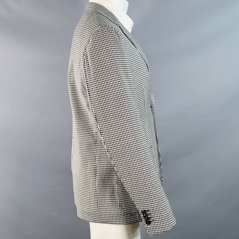 GIORGIO ARMANI Size 38 Regular Black White Nailhead Notch Lapel Sport Coat
