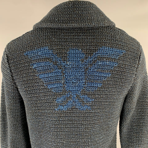 RRL by RALPH LAUREN Cardigan col châle en coton tricoté bleu marine taille L