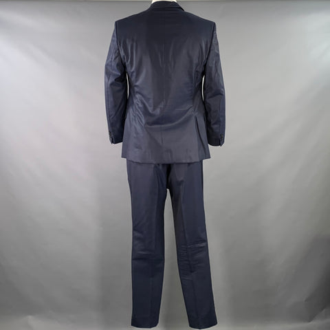 VERSACE COLLECTION Size 46 Navy Wool Shiny Notch Lapel Suit