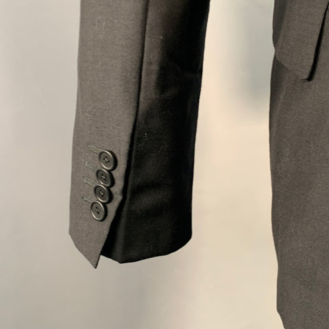 BOTTEGA VENETA Size 34 Black Wool Kid Mohair Notch Lapel Suit