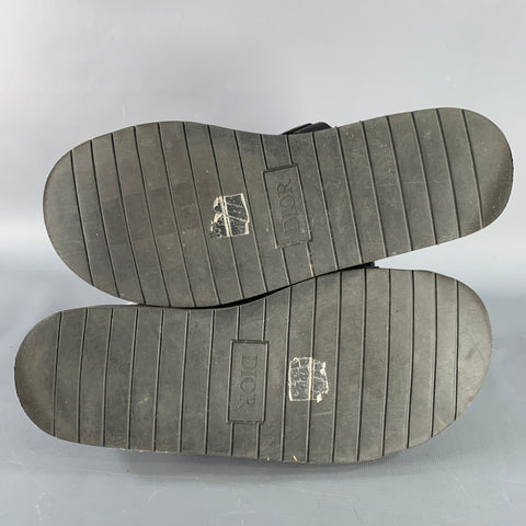 CHRISTIAN DIOR Sandales à talons en toile nylon monogrammée noire, taille 11