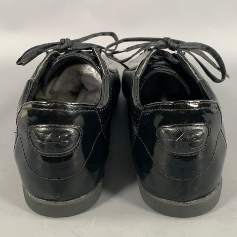 Y-3 Size 9 Black Mixed Patterns Leather Vulcanized sole Sneakers