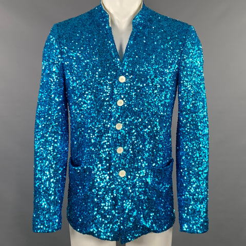COMME des GARCONS HOMME PLUS 2017 Size S Blue White Sequined Jacket