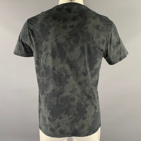 JOHN VARVATOS Size L Grey Black Tie Dye Cotton Crew-Neck T-shirt
