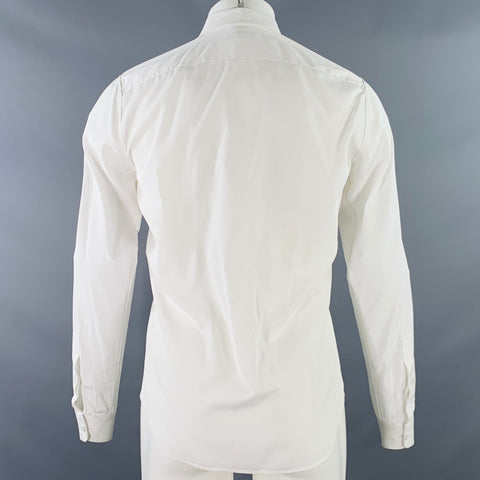 VALENTINO Size M White Cotton Hidden Buttons Long Sleeve Shirt