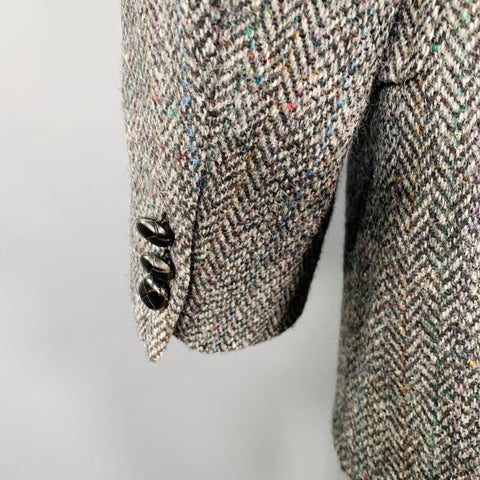 WINSTON HILL Size 46 Grey Black Herringbone Wool Notch Lapel Sport Coat