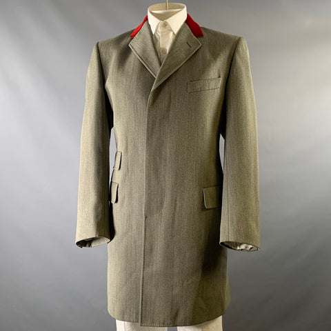 PAUL SMITH Size 44 Green Burgundy Heather Wool Notch Lapel Coat