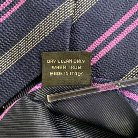 ERMENEGILDO ZEGNA Navy Purple Diagonal Stripe Silk Tie