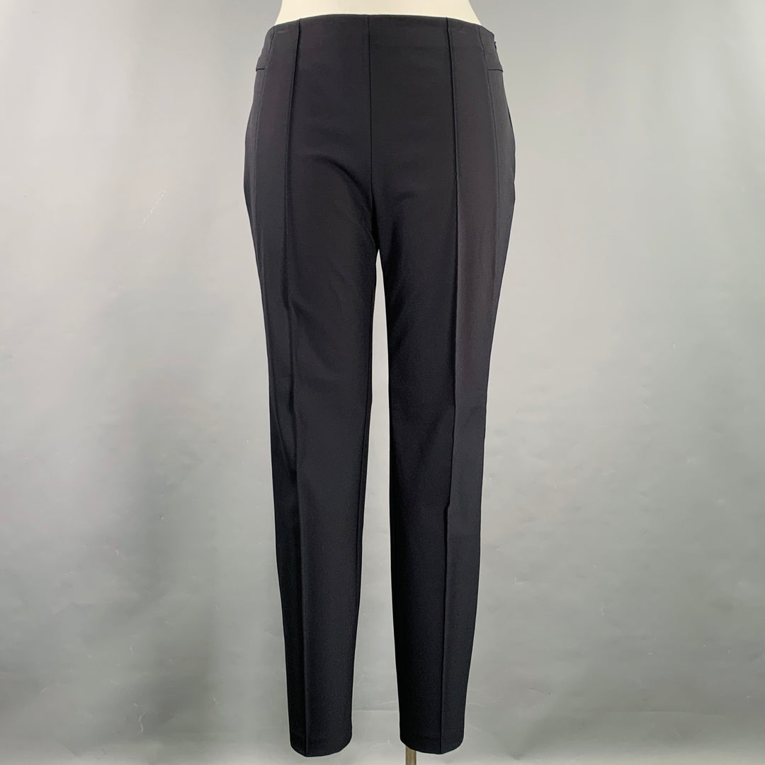 ESCADA Size 12 Navy Polyamide Blend Side Zipper Dress Pants