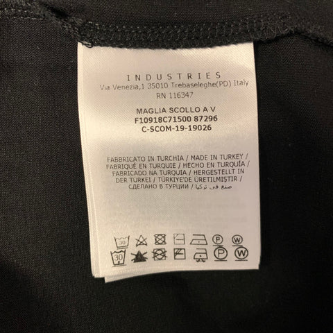 MONCLER Size L Black Cotton Blend V Neck T Shirt