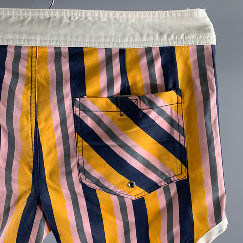 MR TURK Size 30 Multi-Color Stripe Poliammide Swim Brief Shorts