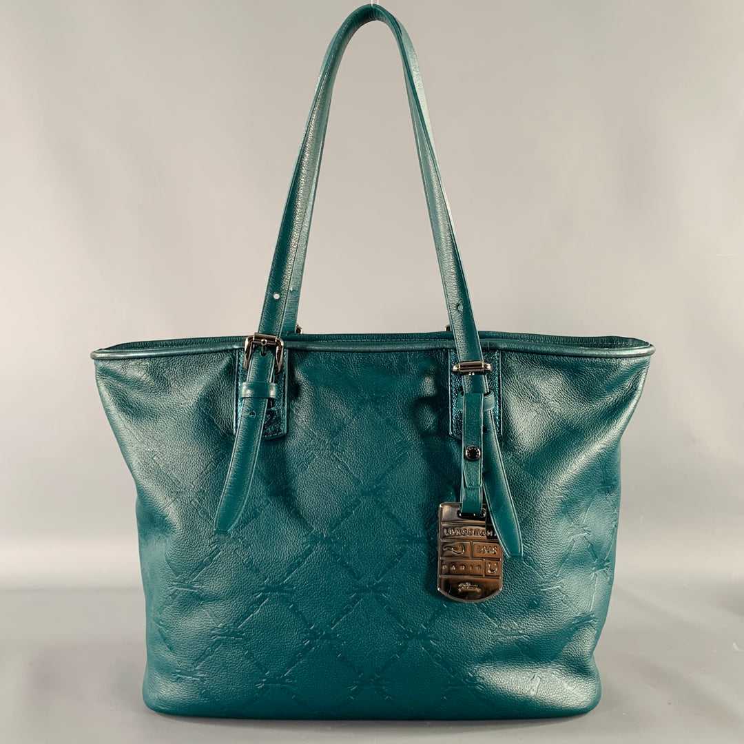 LONGCHAMP Green Embossed Tote Handbag