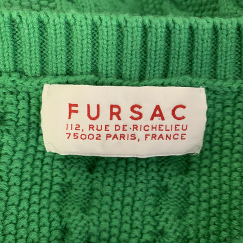 FURSAC Size XL Green Knit Wool Blend Cable Knit Sweater