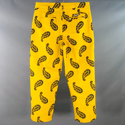 NOAH Size 34 Yellow Navy Black Paisley Cotton Zip Fly Dress Pants