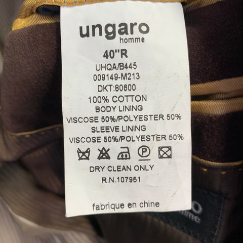 UNGARO Size 40 Regular Brown Velvet Cotton Peak Lapel Sport Coat