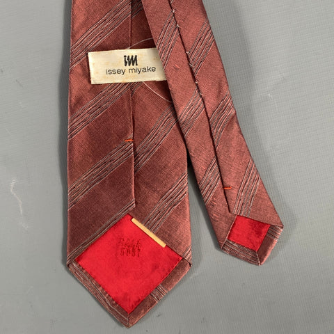 ISSEY MIYAKE Burgundy Grey Geometric Silk Tie