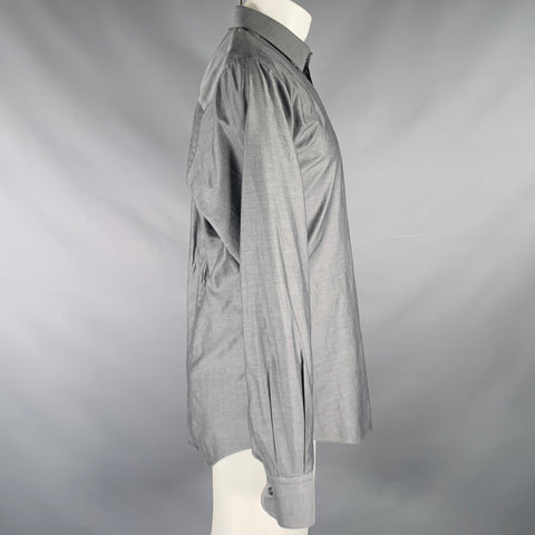 DOLCE & GABBANA Size M Grey Cotton Button Up Long Sleeve Shirt