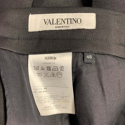 VALENTINO Size 36 Black Wool Silk Flat Front Dress Pants
