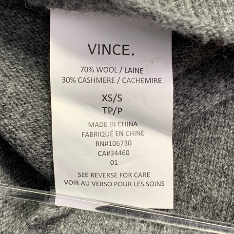 VINCE Size XS/S Grey Wool Cashmere Poncho V-Neck Casual Top