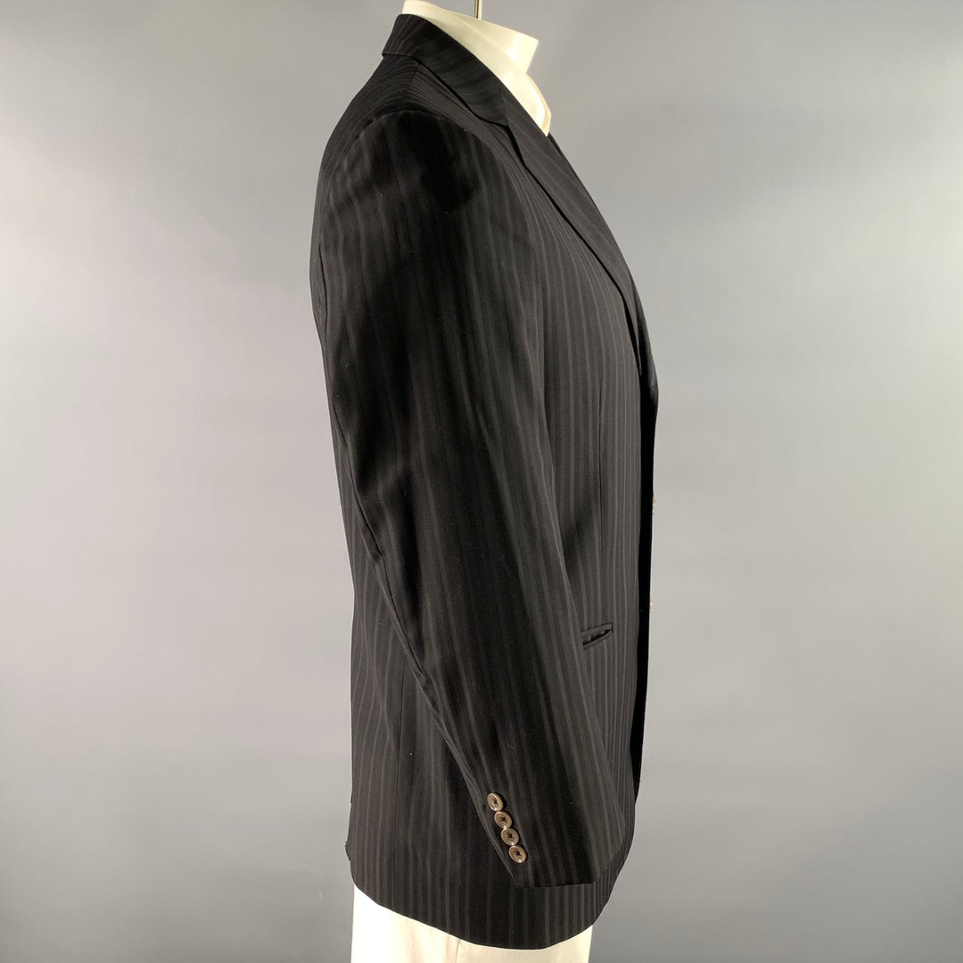 DOLCE & GABBANA Size 42 Black Grey Stripe Wool Blend Notch Lapel Sport Coat