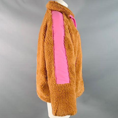 OOF WEAR Size S Brown Lavender Polyester Faux Fur Zip Up Jacket