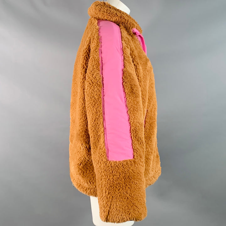 OOF WEAR Size S Brown Lavender Polyester Faux Fur Zip Up Jacket