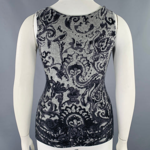 NEIMAN MARCUS Taille L Débardeur en cachemire gris anthracite à motif cachemire