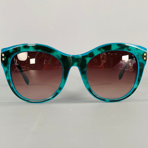 OSCAR DE LA RENTA Blue Black Marbled Acetate Sunglasses