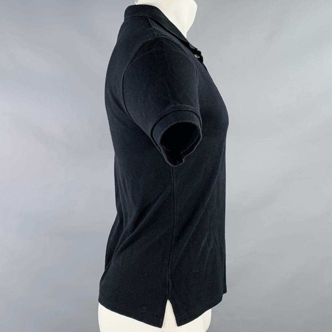 AMI Size M Black Red Heart Logo Cotton Half Placket Polo