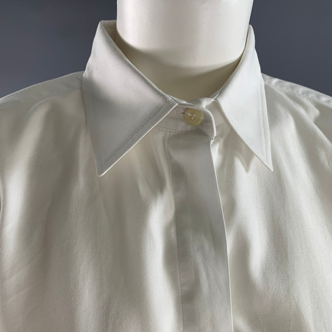 MAX MARA Size 12 White Cotton Dress Shirt