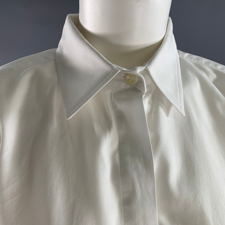 MAX MARA Size 12 White Cotton Dress Shirt