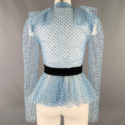 PHILOSOPHY di LORENZO SERAFINI Size 2 Blue Black Polyester Polka Dot Blouse