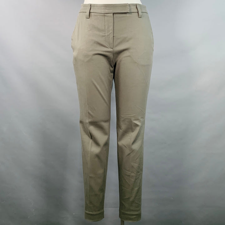 BRUNELLO CUCINELLI Size 12 Slate Grey Cotton Blend Twill Zip Fly Casual Pants