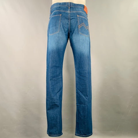 MISSONI Size 39 Blue Contrast Stitch Cotton Straight Five Pockets Jeans