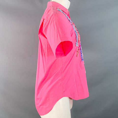 COMME des GARCONS HOMME PLUS Size XS Pink Multi Color Ruffled Short Sleeve Shirt
