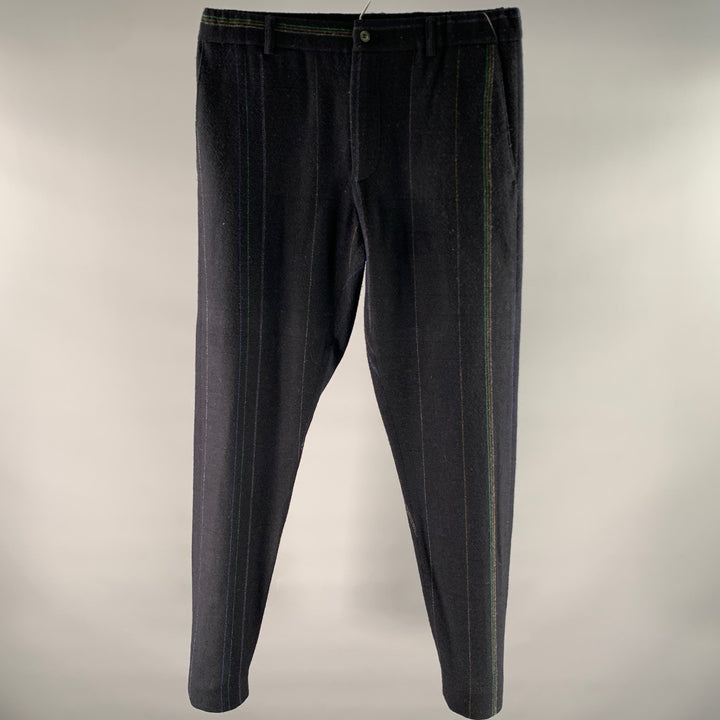STEPHAN SCHNEIDER Size M Navy Striped Wool Elastic Casual Pants
