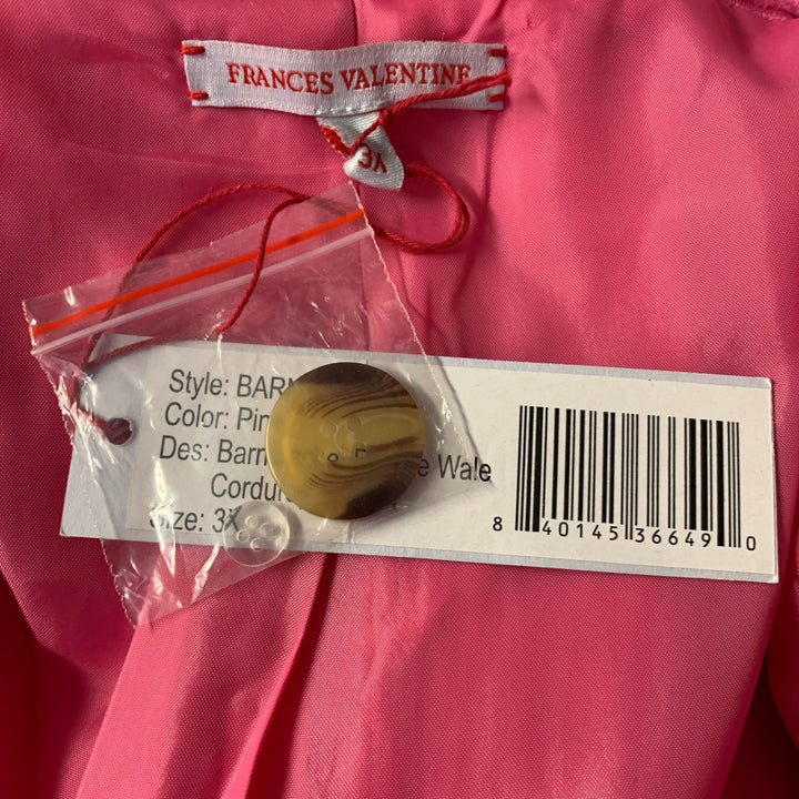 FRANCES VALENTINE Size XXL Pink Cotton Corduroy Buttoned Coat