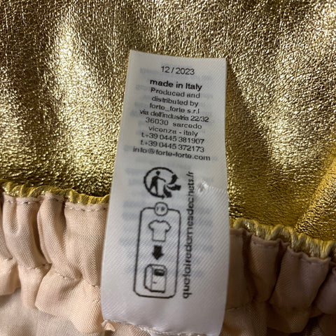 FORTE_FORTE Size XS Gold Polyester Metallic Elastic Waistband Shorts